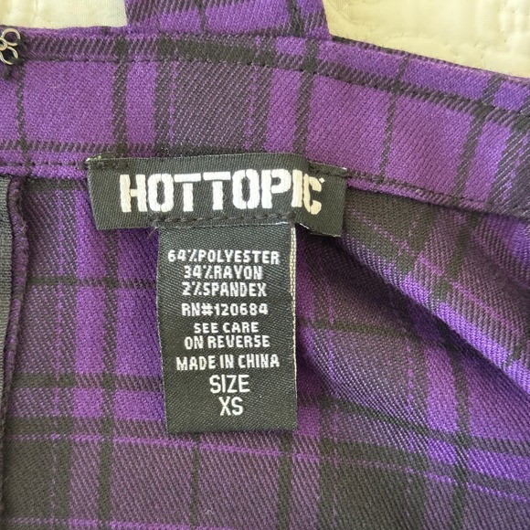 Hot Topic Purple Black Plaid Skater Overall Dress XS Goth Punk - Picture 7 of 7